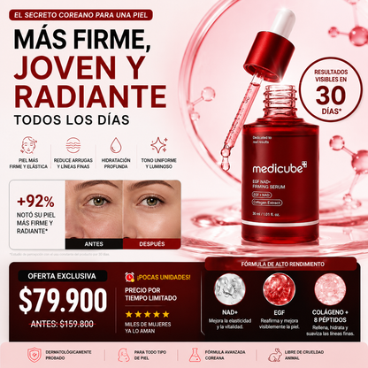 👀 Hay algo que cambia en tu piel después de los 30… ✨ Encuentra la solución con el Sérum de Medicube EGF NAD+ 💧.